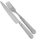 Ver imagem 1 de Talheres Aço Inox 2 Peças Prateados Garfo e Faca de Churrasco Refeição Servir
