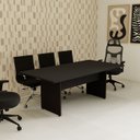 Ver imagem 1 de Mesa Reunião 8 Lugares 200x100cm Retangular Executiva com Pé Painel para Escritório Corporate Preto