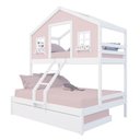 Ver imagem 2 de Treliche Casal/ Solteiro Casinha Dos Sonhos Madeira Maciça Rosa/ Branco Megamobilia