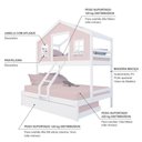 Ver imagem 4 de Treliche Casal/ Solteiro Casinha Dos Sonhos Madeira Maciça Rosa/ Branco Megamobilia
