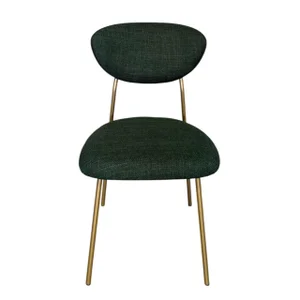 Cadeira Lívia com Estrutura Dourada em Aço Carbono – Exclusiva Linho Lincoln Verde
