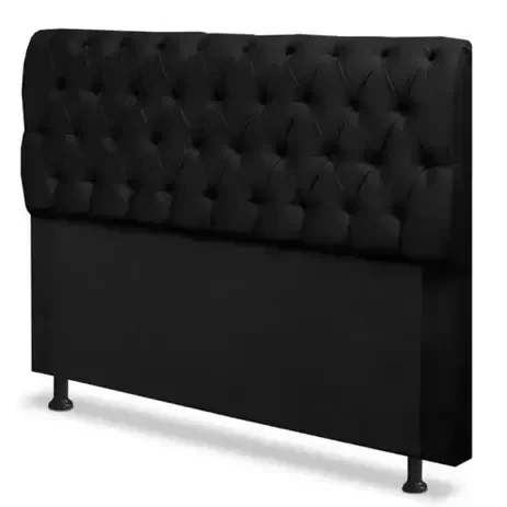 Cabeceira Mais Calçadeira Baú Casal 140cm Para Cama Box Sofia cor Preto Courino - 2