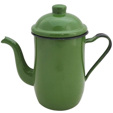 Bule de Café e Chá em Aço Esmaltado 1,25 Litros Tradicional Verde Botânico