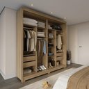 Ver imagem 2 de Guarda Roupa Casal 2 Portas de Correr com Espelho 4 Gavetas Soho 238cm - Carvalho Off White