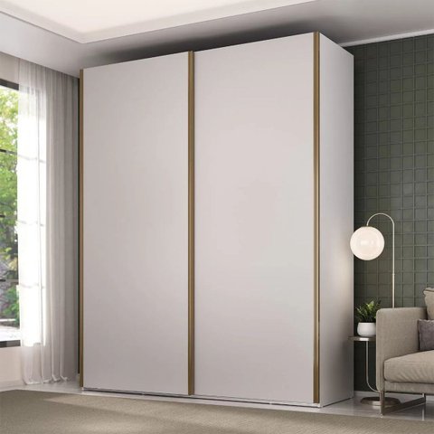 Guarda Roupa Veneto em Mdf 183x230cm 2 Portas 3 Gavetas Branco 1001