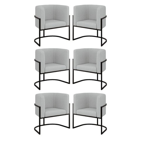 Kit 6 Cadeiras Poltrona Lua Bouclê Sala Quarto Preto Balaqui Cor:cinza