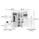 Ver imagem 3 de Quarto de Canto Solteiro com Guarda Roupas Cabeceira e Escrivaninha Alpes Luciane Móveis