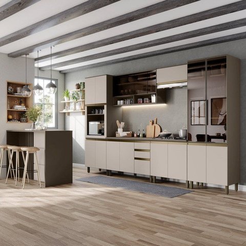 Cozinha Modulada Completa 07 Peças 100% MDF com Bancada Gourmet Connect