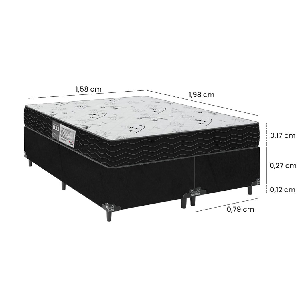 Cama Box Queen Bipartido + Colchão D33 One Face - 56x158x198cm - E-shop Casa - Suede - 3