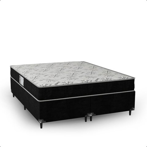 Cama Box Queen Bipartido + Colchão D33 One Face - 56x158x198cm - e-Shop Casa - Suede