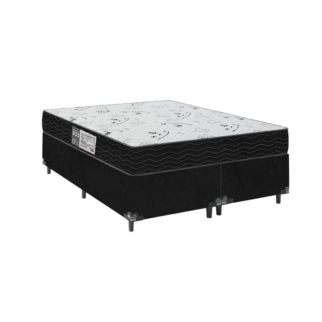 Cama Box Queen Bipartido + Colchão D33 One Face - 56x158x198cm - E-shop Casa - Suede