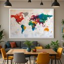Ver imagem 2 de Quadro Mapa Mundi Contemporâneo Colorido 123x83cm Canvas