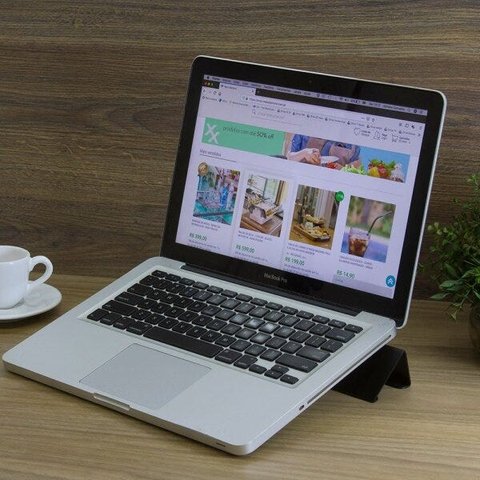 Suporte Apoio de Notebook Mesa Compacto em Alumínio - Preto