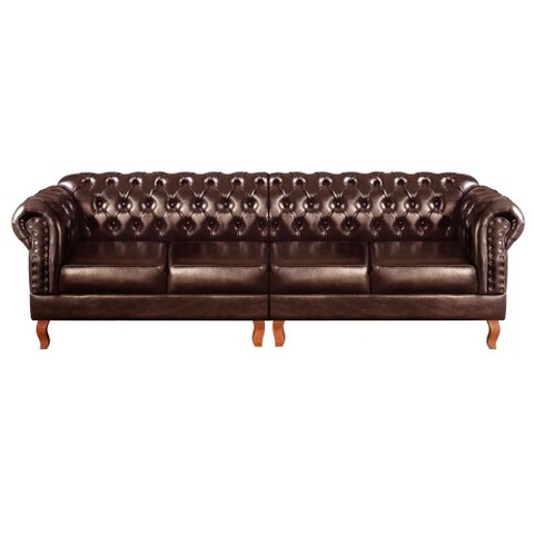 Sofá Dom Pedro Chesterfield Modulado 4 Lugares Decoração Sala Recepção - Couríssimo Café 015