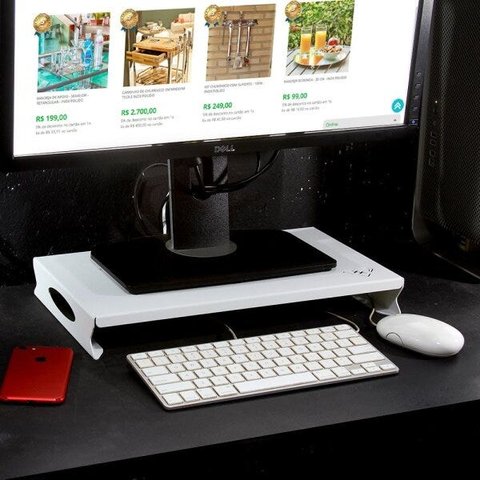 Suporte Apoio de Monitor em Alumínio 5 cm Altura - Branco
