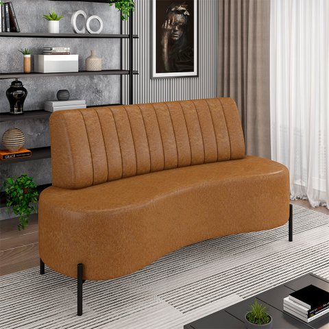 Sofá Living Decorativo 2 Lugares 1,35m Katara Pu Manchado Caramelo G33 - Gran Belo