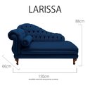 Ver imagem 3 de Recamier Sofá Esquerdo Larissa 150cm Sala Corano Azul Marinho - Incasa Decor