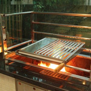 Grelha Parrilheira - Inox Escovado 50x50 Cm com Chapa