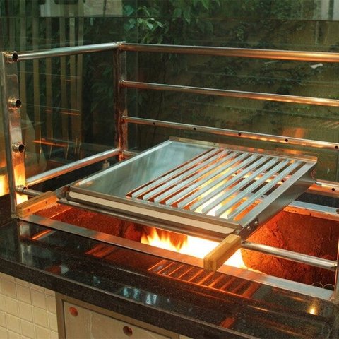 Grelha Parrilheira - Inox Escovado 50x50 Cm com Chapa