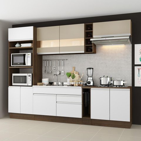 Cozinha Completa Vicenza Armário Balcão Branco Crema Madesa