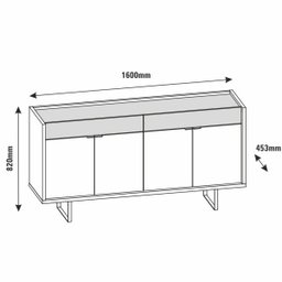 Buffet Berlim 160cm 4 Portas Preto/dakota - 4