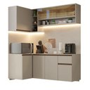 Ver imagem 3 de Armário de Cozinha Completa de Canto 265 Cm Suspenso Crema Nice Madesa 04