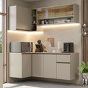 Ver imagem 1 de Armário de Cozinha Completa de Canto 265 Cm Suspenso Crema Nice Madesa 04