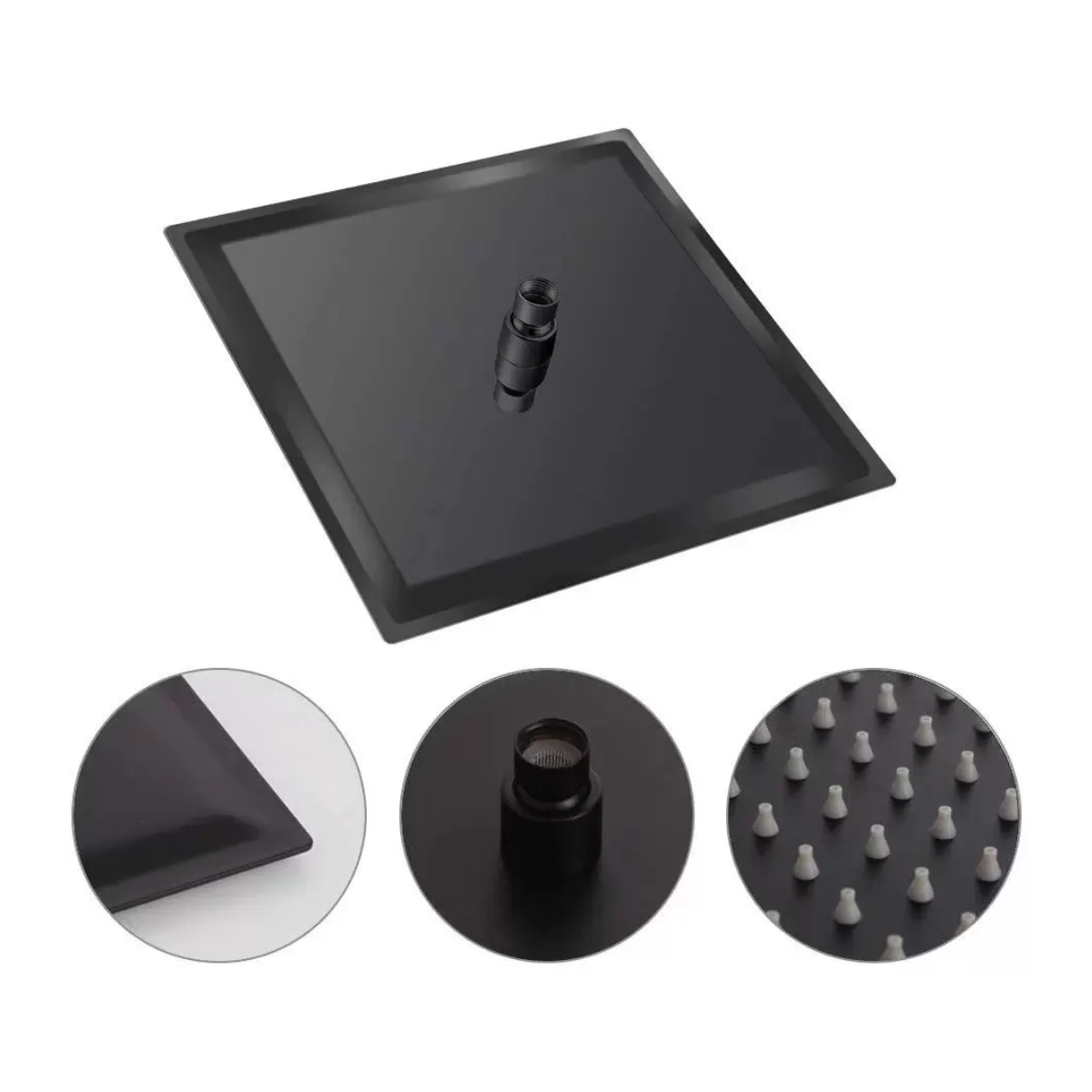 Kit Ducha Slim Quadrado 20x20cm Preto 02 Acabamento Preto - 6