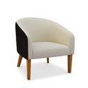 Ver imagem 5 de Poltrona Sala Decorativa Kit 2 Stella Pé Madeira Trapézio Castanho Sintético Pu Preto/bouclê Bege D0
