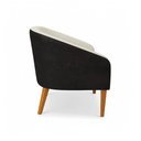 Ver imagem 6 de Poltrona Sala Decorativa Kit 2 Stella Pé Madeira Trapézio Castanho Sintético Pu Preto/bouclê Bege D0