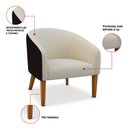 Ver imagem 3 de Poltrona Sala Decorativa Kit 2 Stella Pé Madeira Trapézio Castanho Sintético Pu Preto/bouclê Bege D0