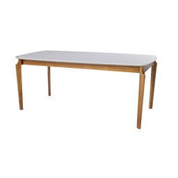 Mesa de Jantar Retangular Petra 140 Cm Base Madeira Maciça Off White - 1