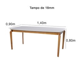 Mesa de Jantar Retangular Petra 140 Cm Base Madeira Maciça Off White - 2