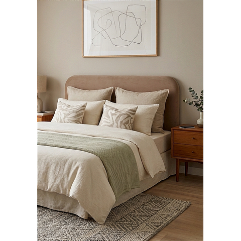 Cabeceira Estofada Casal Orgânica Não É Segredo Suede Liso Marrom Claro 140x120