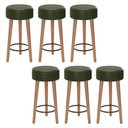 Ver imagem 1 de Kit 06 Banquetas Baixa Estofada Pés De Madeira Verde