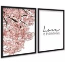 Ver imagem 1 de Kit 2 Quadros Love Is Everything - Árvore Rosa 33x24cm:moldura Preta