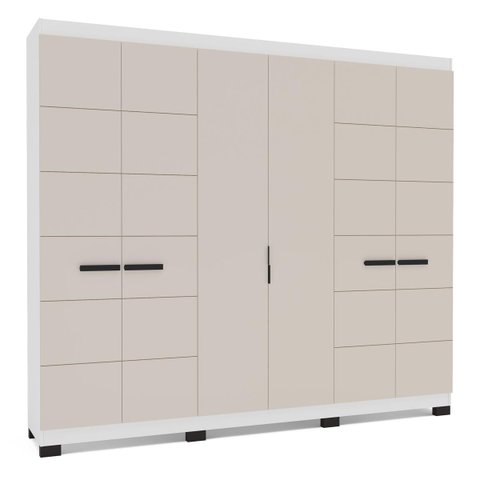 Roupeiro Lisboa 6 Portas 4 Gavetas 242x214cm Branco/Creme 240843
