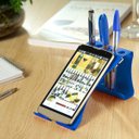 Ver imagem 1 de Suporte Porta Celular/Caneta de Mesa - Alumínio - Azul