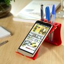 Ver imagem 1 de Suporte Porta Celular/Caneta de Mesa - Alumínio - Vermelho