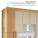 Ver imagem 5 de Guarda-Roupa Casal 6 Portas 2 Gavetas com Espelho 100% MDF Norten Marrom/Cinamomo/Off White