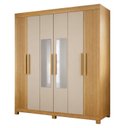 Ver imagem 3 de Guarda-Roupa Casal 6 Portas 2 Gavetas com Espelho 100% MDF Norten Marrom/Cinamomo/Off White