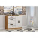 Ver imagem 1 de Cômoda para Quarto com Sapateira 5 Gavetas - Space-cumaru Off White - Móveis Novo Horizonte