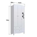 Ver imagem 3 de Guarda Roupa Infantil 91,5cm X 198cm C/ 3 Portas e 2 Gavetas Cor:branco