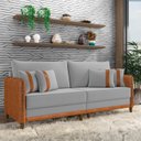 Ver imagem 2 de Sofá 3 Lugares Living 192cm Pé Madeira Valença Nozes/veludo Cinza K01 - D'Rossi
