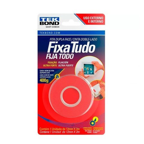 Caixa 12 Fita Dupla Face Fixa Tudo Uso Externo 12mm x 2m