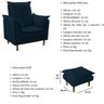 Poltrona de Amamentação com Puff Quarto Bebê Vitória Suede Cor:azul Marinho - 3