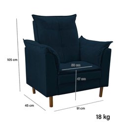 Poltrona de Amamentação com Puff Quarto Bebê Vitória Suede Cor:azul Marinho - 7