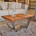 Ver imagem 1 de Mesa de Centro - Madeira Teca e Inox Polido/Escovado