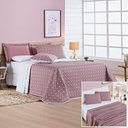 Ver imagem 4 de Cobre Leito + Jogo de Cama Casal Padrão + Jogo de Banho Petit Poá 12 Peças 100% Poliéster - Rose