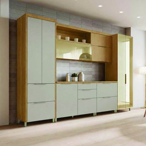 Cozinha 6 Peças Marquesa Cristaleira Nesher Nature-Greige